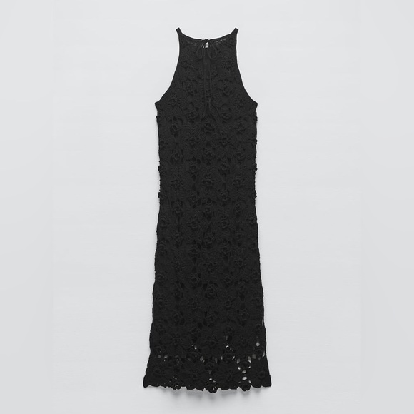 NWT ZARA BLACK CROCHET KNIT DRESS SPECIAL EDITION XS-S - Picture 3 of 6